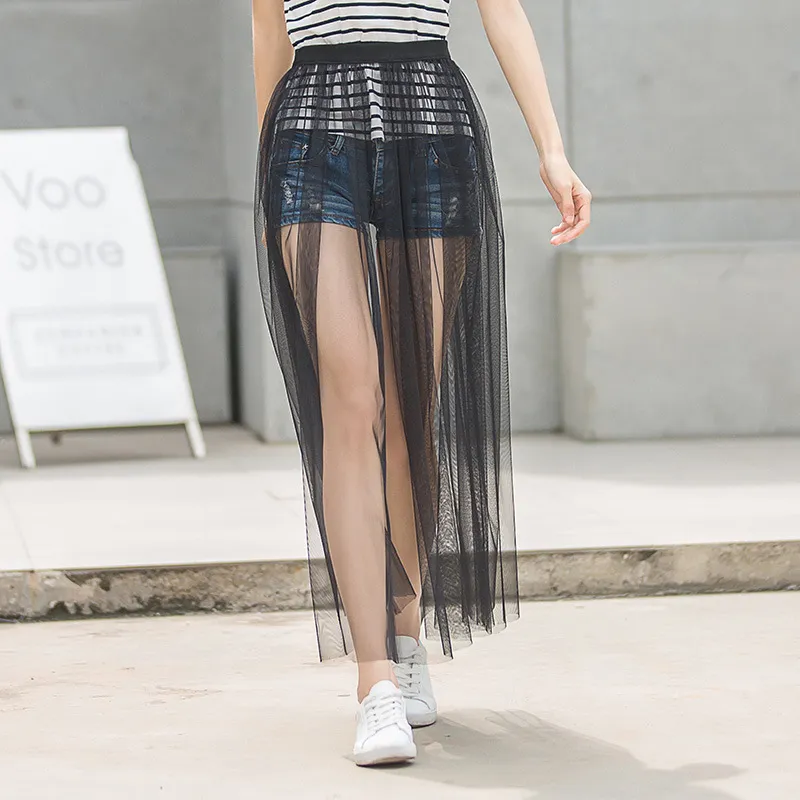 Skirts Mesh Skirt See Through Transparent Spodnice Damskie Sexy