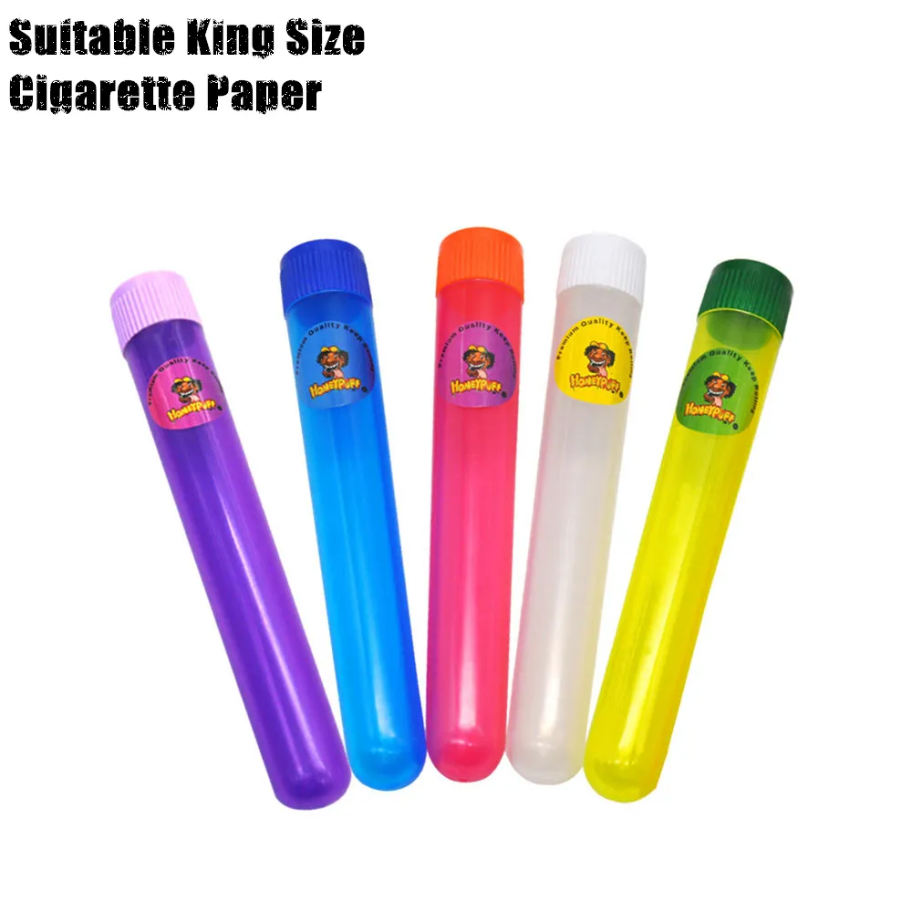 Plástico acrílico tamanho king size tubo doob 135 mm frasco à prova d 'água à prova d'água cheiro à prova de cigarro de cigarro de armazenamento de cigarro de vedação