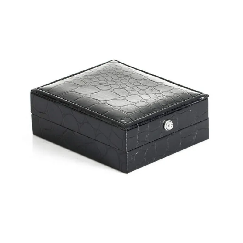 Manschettenknopfboxen, schwarze Lederbox, Geschenkbox, Manschettenknopfetui, Manschettenknopf-Flip-Cover-Organizer-Boxen