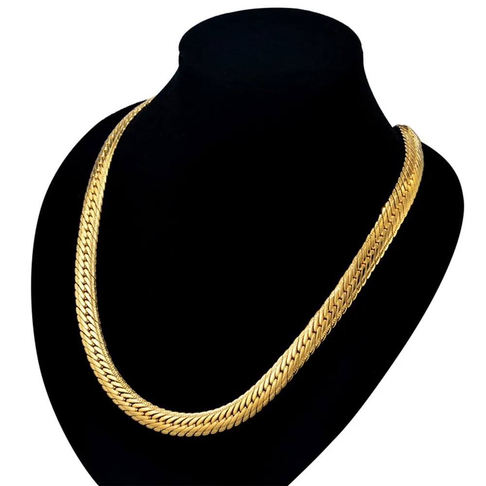 Os Choker chaîne 18k Rempli or jaune Collier Vintage Hommes Bijoux serpent chaîne Lien style classique cadeau