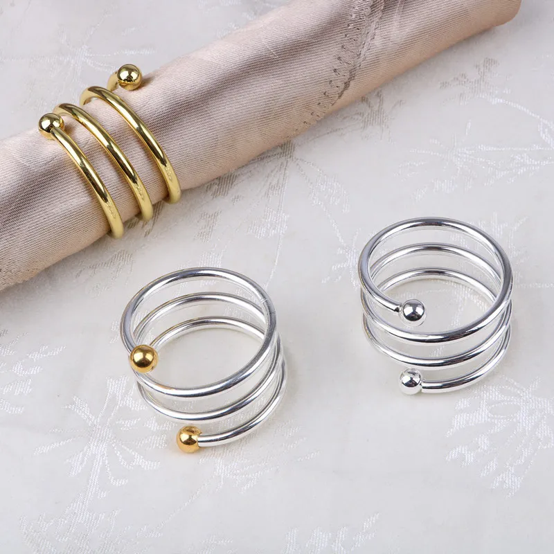 Metalen bruiloft servet ring speciale lente ontwerp gouden servet ringen tafel keuken servet houder diner feest kerstcoratie vt0312