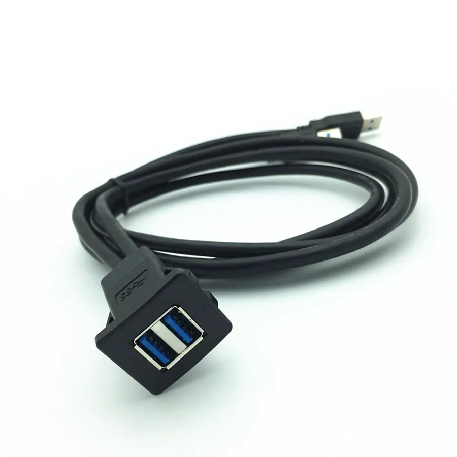 BATIGE Dual Port USB 3.0 Stecker auf 2 Ports Typ C 3.0 Buchse Auto  Unterputz Kabel USB C 3.0 Panel Mount Verlängerungskabel für Auto LKW Boot  Motorrad