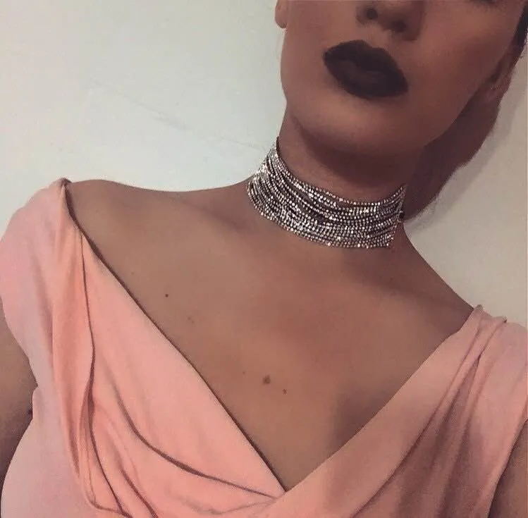 Toptan-tasarımcı lüks çok ışıltılı güzel tam rhinestone elmas yaka choker bildirimi kolye kadın için çok katmanlar