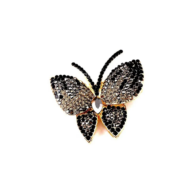 Broche de mariposa con diamantes de imitación para mujer, broche de mariposa de cristal ostentoso, Pin de solapa para traje, accesorios de joyería para regalo