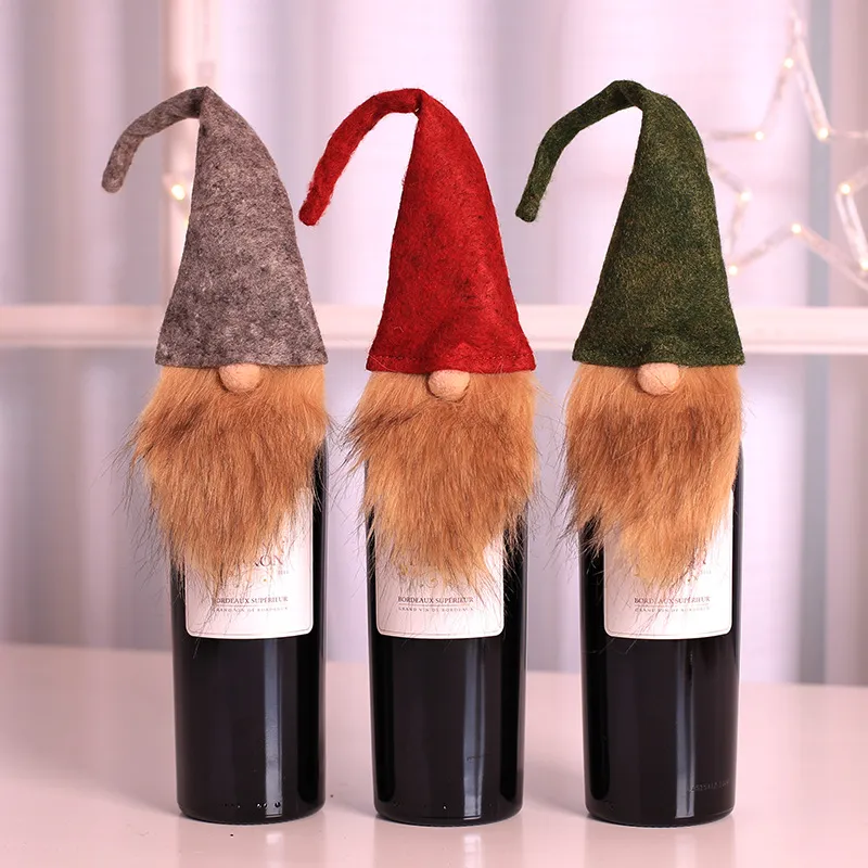 Nouveau noël Rudolph poupée bouteille de vin ensemble de couverture belle étui à vin rouge décoration de Table de noël