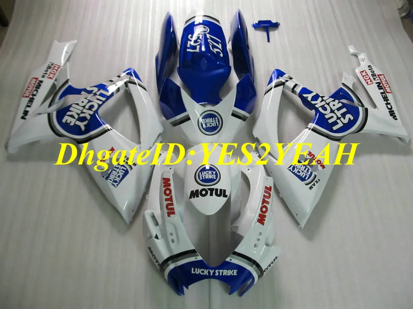 Kit de rebarba para SUZUKI GSXR600 750 K6 06 07 GSXR600 GSXR750 2006 2007 ABS azul branco branco Carcaças + presentes SB45