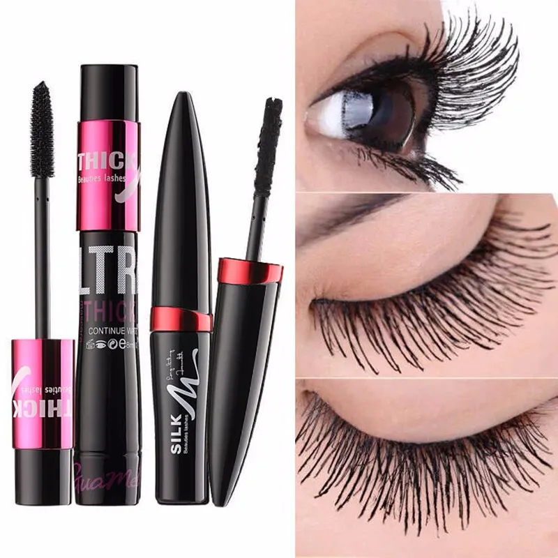 Seda Magia Preto 4D Fibra De Seda Eyelash Eyelash Extensão Alongamento Volume Volume Impermeável Ferramenta de Beleza Cosmética