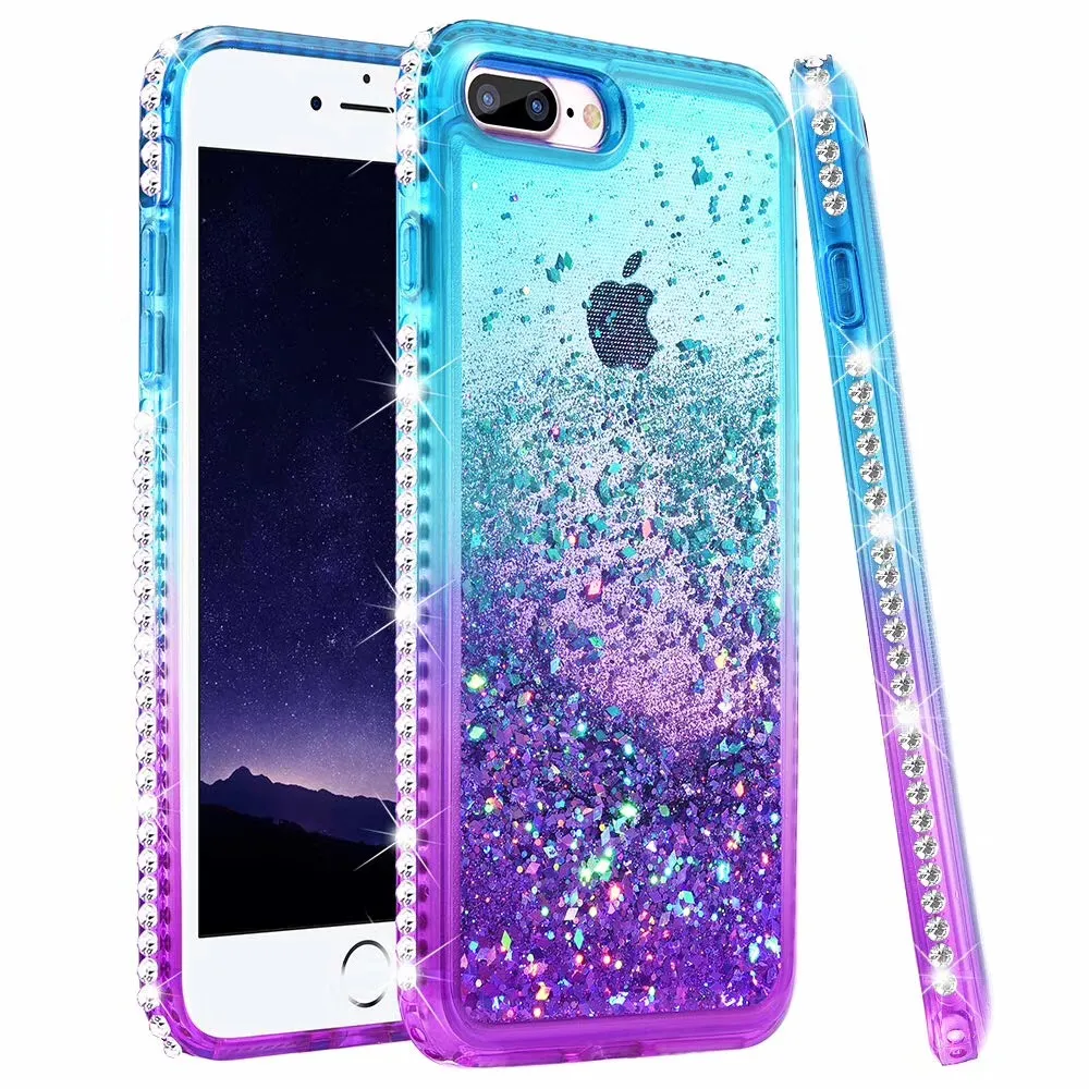 Ciecz Diamond Glitter Girls Phone Case dla iPhone 11 / XR / XS MAX / 8P S20 Plus ultra Quicksand Bling Sparkly Rhinestone Ochronne