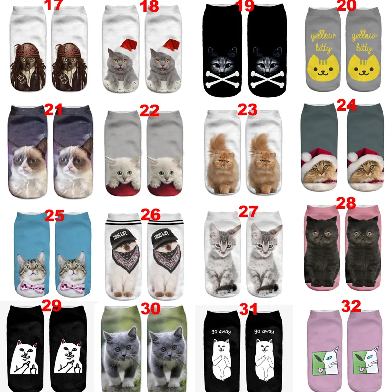 Calcetines de mujer con estampado 3D de animales Sphynx Cat, calcetines informales con bonitos personajes, calcetines tobilleros de corte bajo, varios colores Harajuku