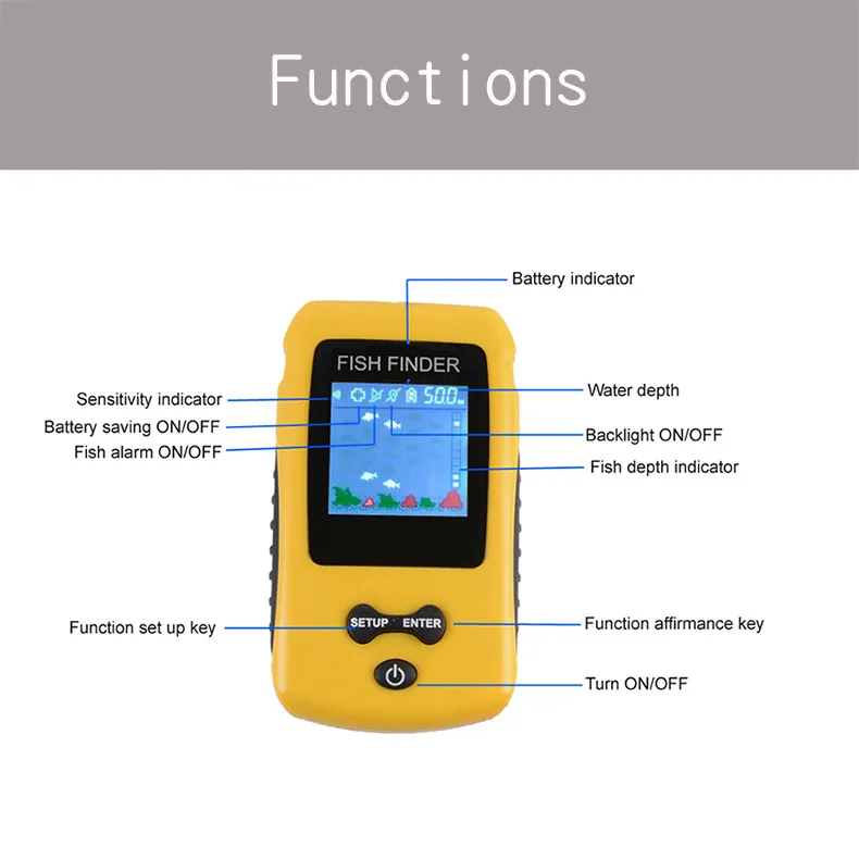 Wired Fish Finder 100M Portable Sonar Sensor LCD Fish Finders Echo