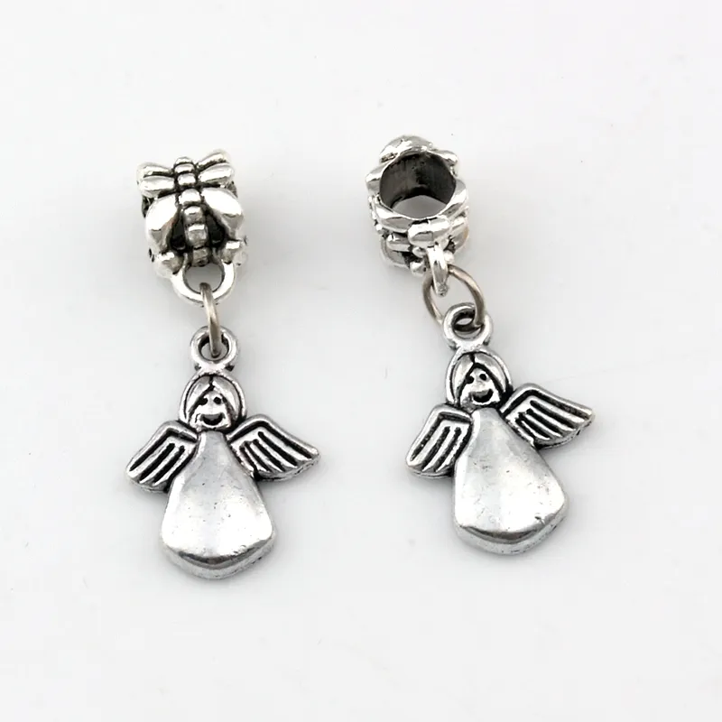 100 stks / partij Dangle Antique Silver Cute Angel Legering Charm Beads voor Sieraden Maken Armband Armband Bevindingen 12.2x30mm