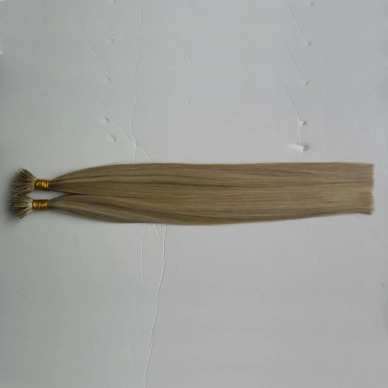 ブラジルのバージンヘアナノリングヘア100％REMYヒトヘアエクステンション1g / s 10 "12 '16" 18 "20" 22 "24"ブロンドヨーロッパマイクロビーズ100個