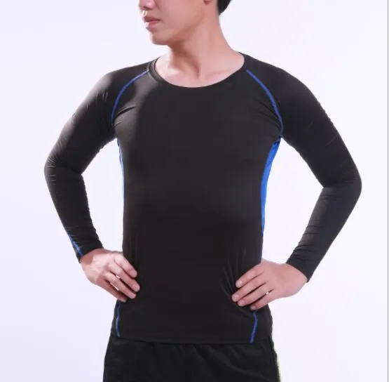 meilleurs hommes de base de la formation sleeve serrée à long hommes sports séchage rapide de football chemise course costume de yoga costume respirant fitness football formation