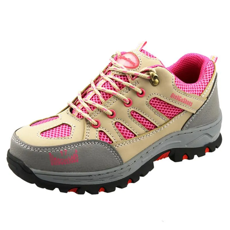 Women Steel Toe Casual Work Shoes Women Lace Up Pink Outdoor Work ...