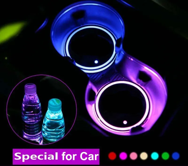 LED Car Cup Mat Atmosphere Lights for All Cars RGB USB Charging Cups Pad Interior Atmosphere-Lamp271d