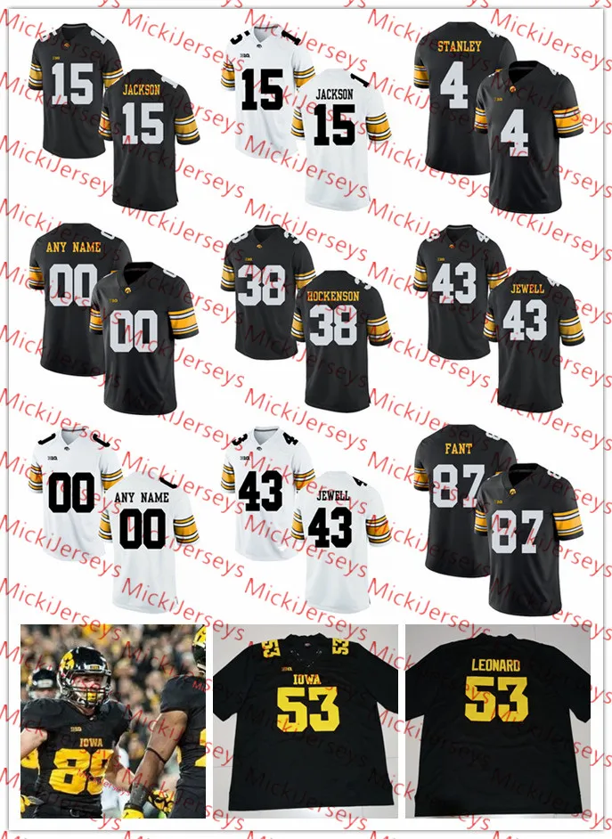 Custom Iowa Hawkeyes FOOTBALL Jersey Nate Stanley Noah Fant T.J