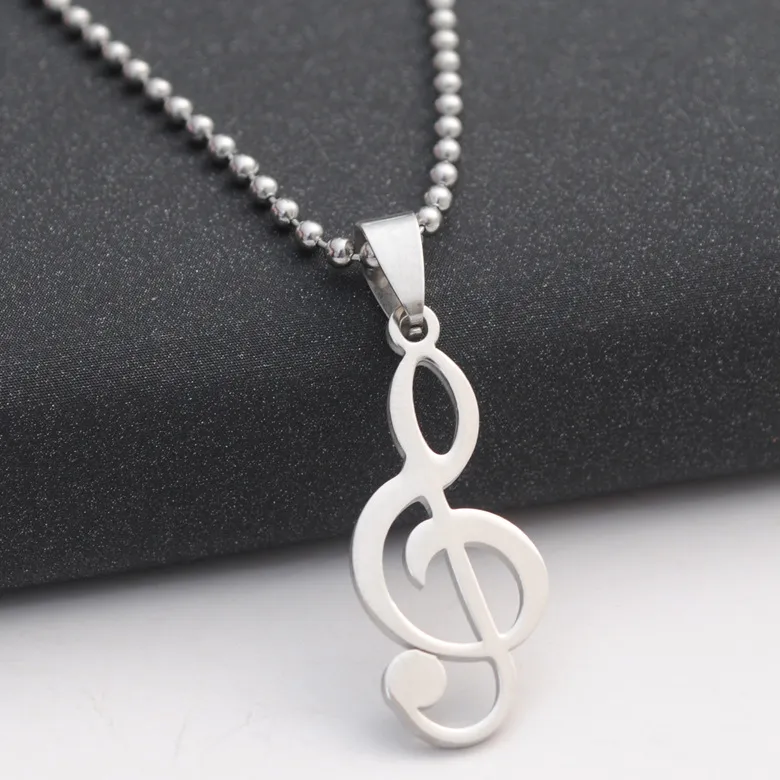 10 Stks Nieuwe Rvs Clef Muziek Opmerking Symbool Hanger Ketting Ketting Logo Musical Emblem Talisman Charm Notation Sign Lucky Woman Mother Family Jewelry