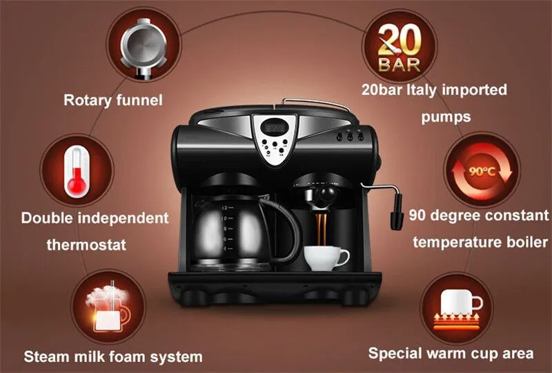 Semi Automatic Electric Espresso Home Coffee Roaster Maker For Cappuccino Latte Macchiato Mocha Frother Milk Bubble Home Coffee Roaster From Whitebai321 306.54 DHgate.Com