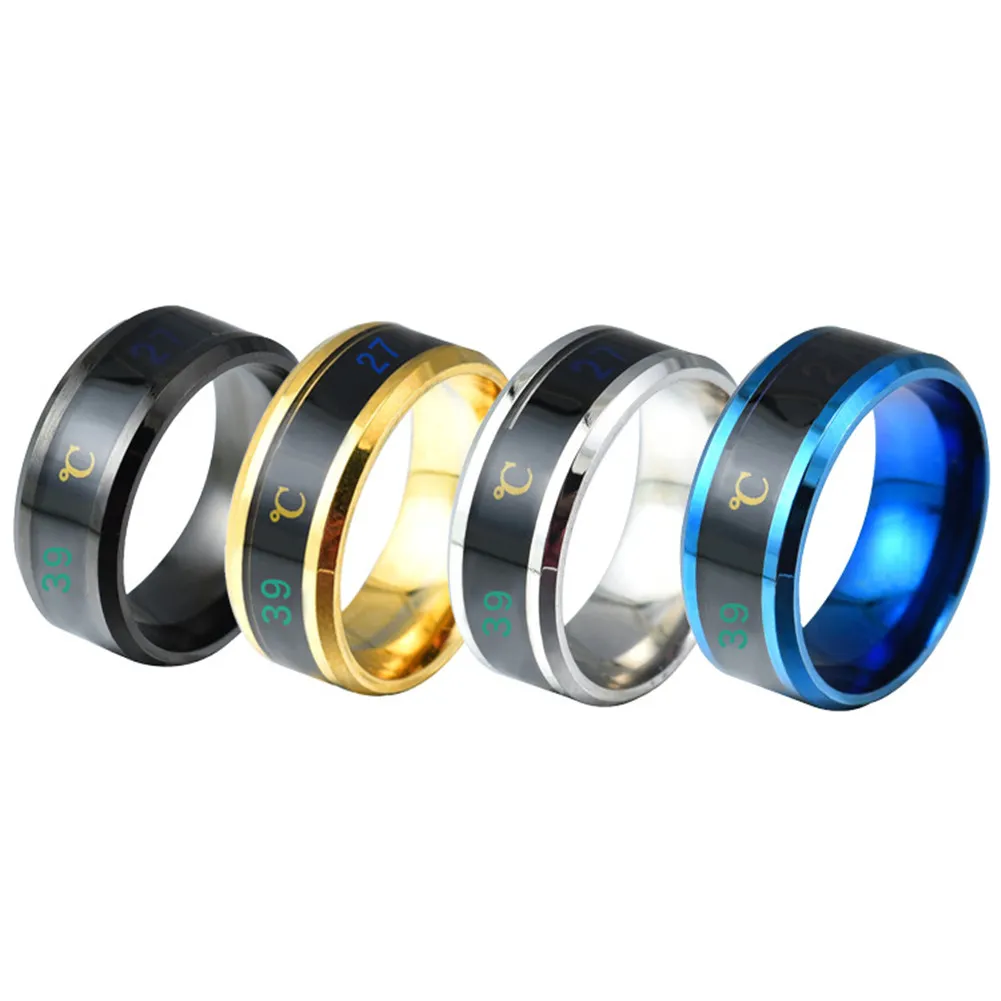 Smart Rings Measuring Mood Temperature Display Couple Novel Design Men/Women Ring Stainless Steel Engagement Wedding Designer Love Jewelry