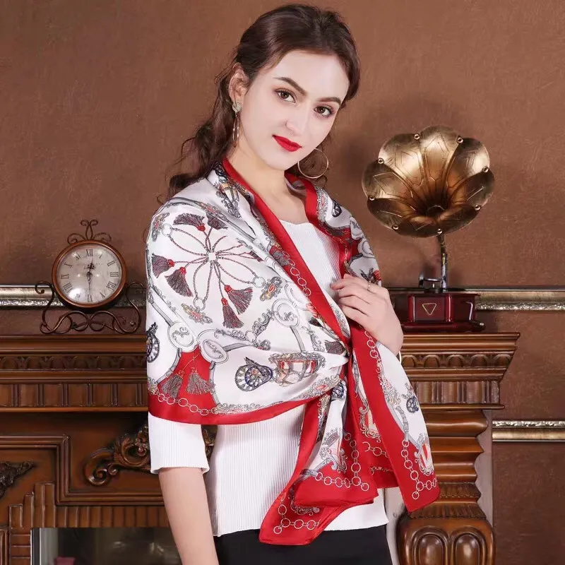 femmes filles 100% Real Mulberry SOIE satin ÉCHARPE wrap châle sarongs Foulard en soie 180 * 55cm vente d'usine MIXTE 30 pcs / lot # 4105