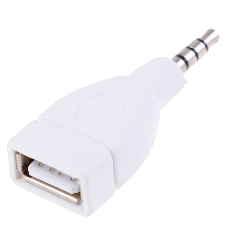 Convertidor Adaptador USB 2.0 A 3.5mm AUX Audio Plug Jack Jack Blanco