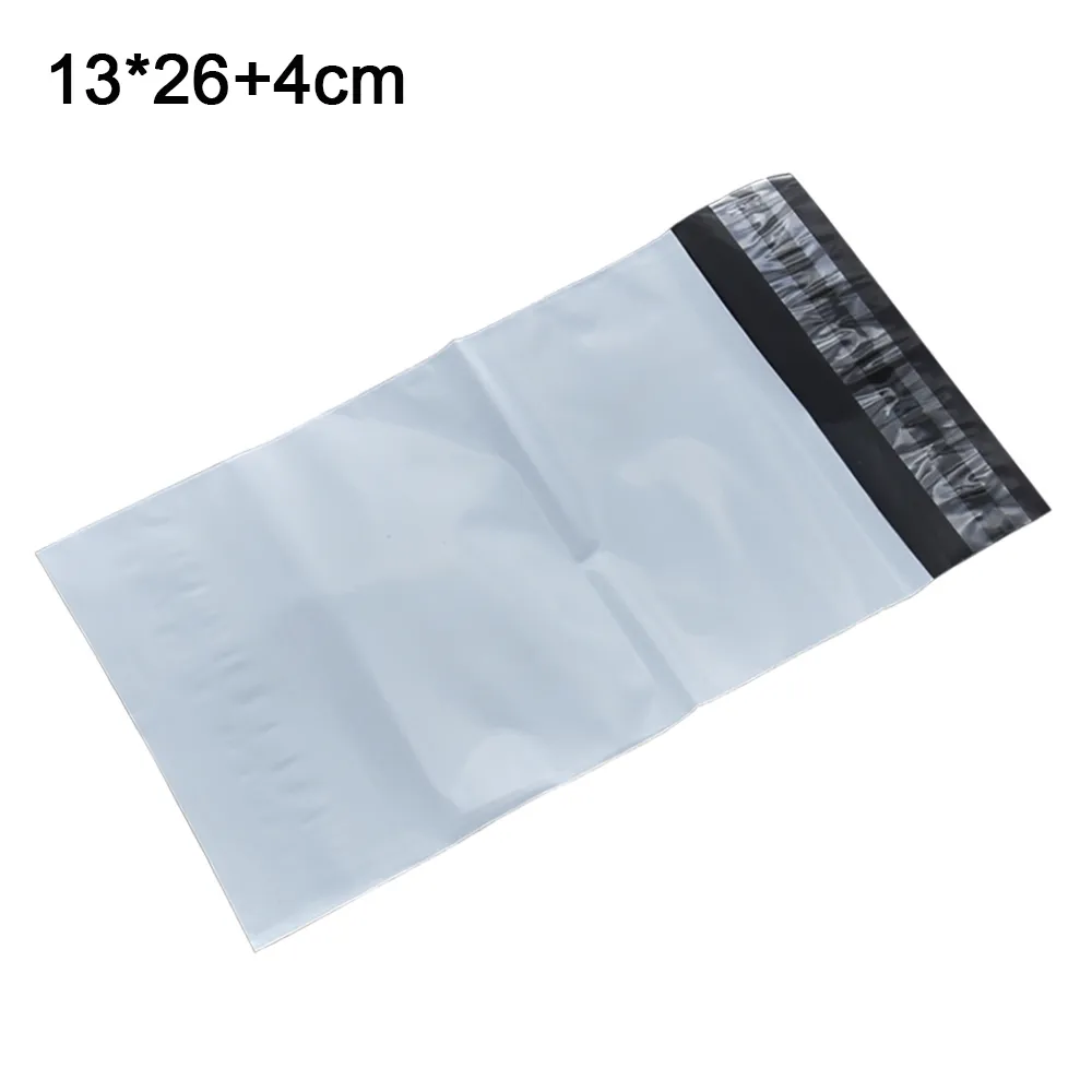 13*26 + 4cm blanc auto-adhésif courrier sacs en plastique Opaque petit sac d'emballage en plastique expédition Express pochettes de stockage 100 pcs/lot