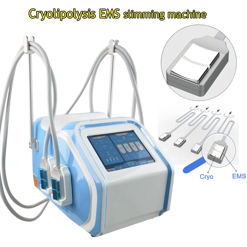 새로운 도착 한 Cryolipolysis 바디 슬리밍 장치 한 Cryolipolysis 지방 얼어 기계와 4PCS 플랫 EMS 곳을 알아내는 핸들