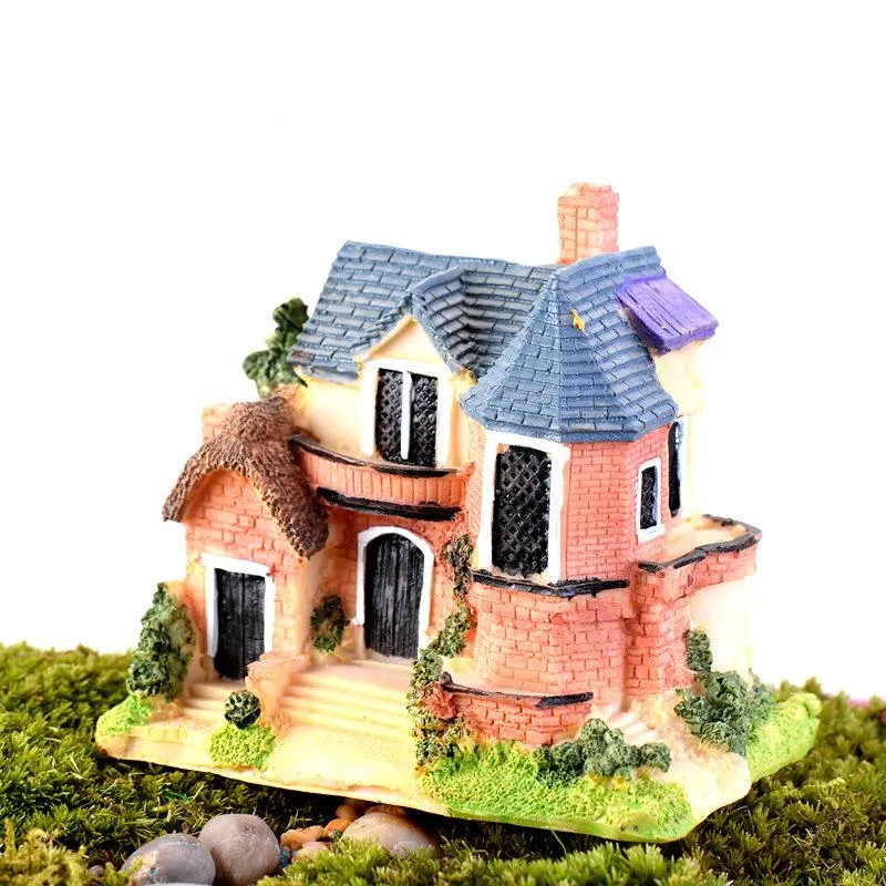 Mini Castello Micro Paesaggio Ornamenti Giardino Fatato Miniature Castelli Casa Villa Bosco Resina Artigianato Decorazioni Pali Artigianato Per La Casa
