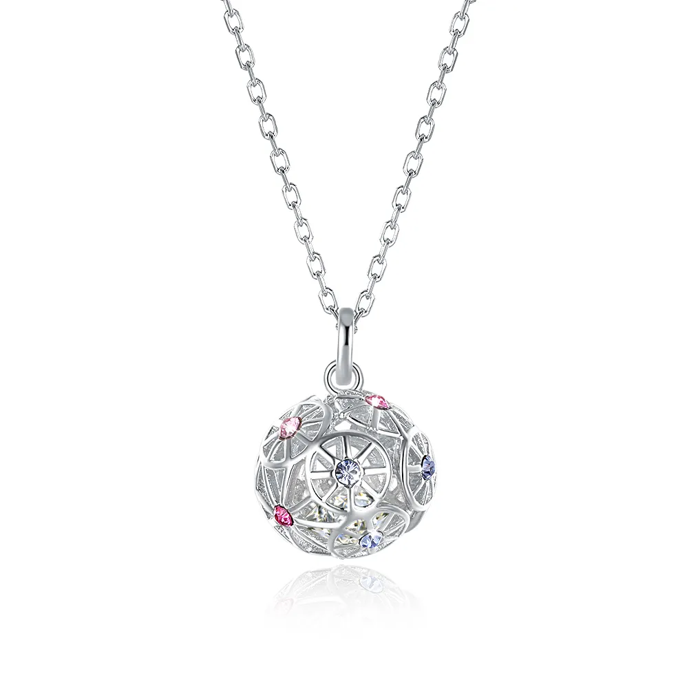 Sterling Silver Colares Cristal De Presentes Swarovski Elements S925 prata bola colorida Colar Pingente de moda Ladies Natal POTALA311