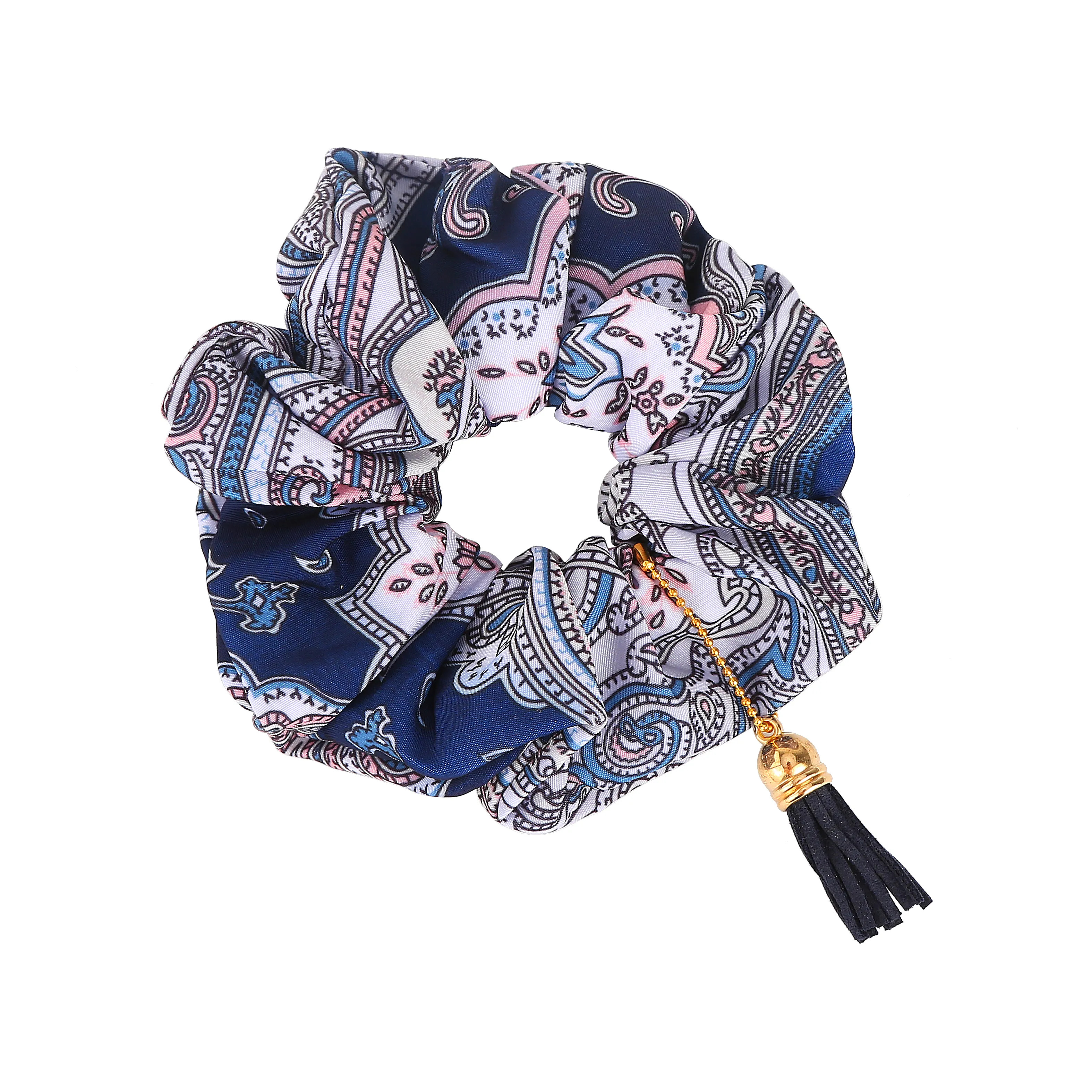 Retro Large Darm Circle Amazon Stof Haar Ring Tassel Hanger Elastische Elastische Band Haar Touw