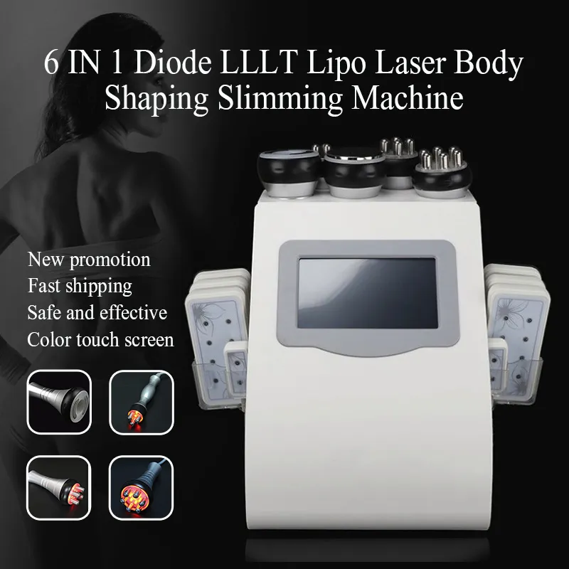 6 en 1 Cavitation Vacuum Fat Repoval Tripolar RF Skin Care 650 Nm Diode Lllt Lipo Laser Corps Fabrication Slimming Machine CE