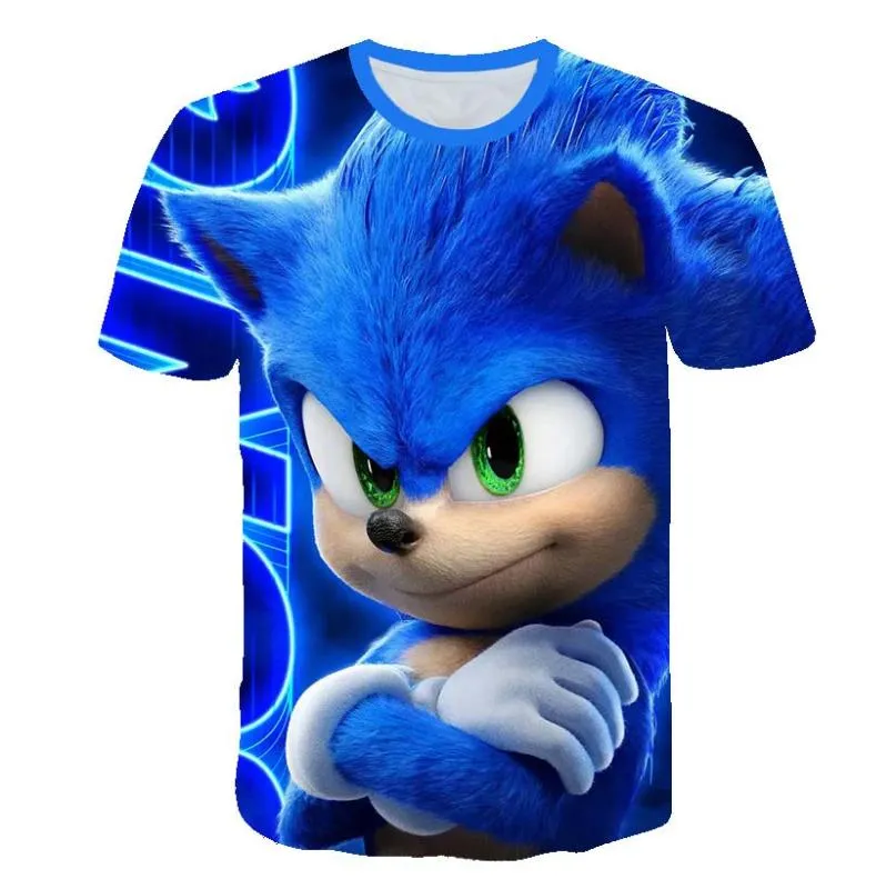 traje pel cula de dibujos animados en 3D de Sonic. Alta calidad de la camiseta impresa adolescente dise ador de ropa casual camisa divertida