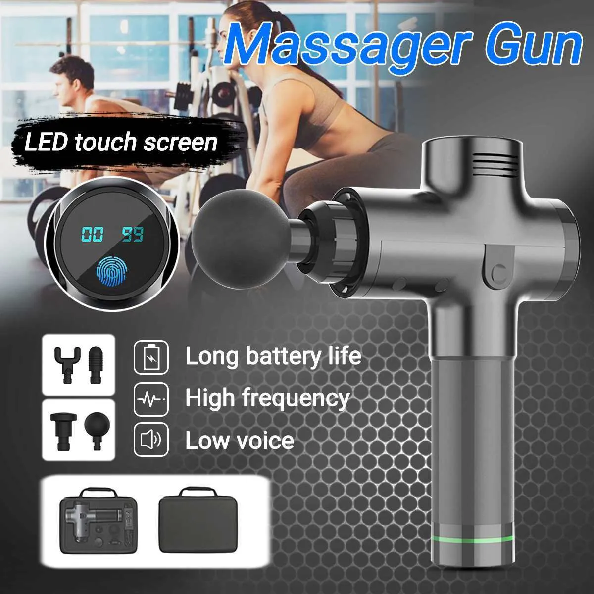 Body Muscle Massager Electric Vibrating Therapy Guns Led Deep Tissue Sport Massage Machine Relax Massager 3600r/min With Bag Y190722