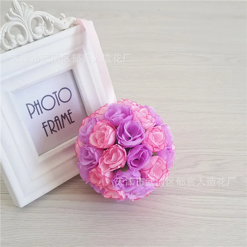 5 pçs / lote simulação pequena rosa de seda bola flor decoração de casamento bola de flores decoração de árvore de natal bar restaurante pendurado ornamento