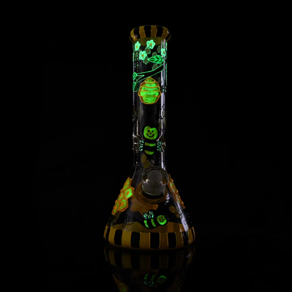 4 inch Glass & Silicone Hookah Water Pipe Glow in the Dark Smoking Bong  Bubbler