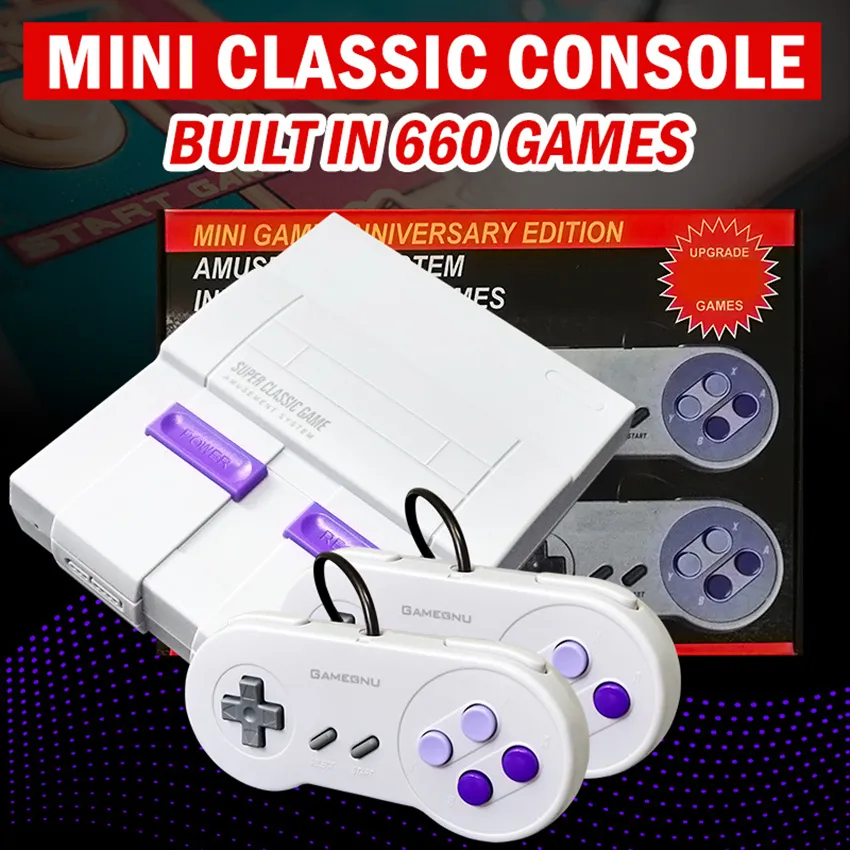 TV Video Game Consoles SNES 8bits Game Consoles With 660 Game Consoles for SNES SFC Games Dual Gamepad Player Pal and NTSC