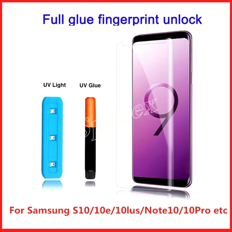 Factory Wholesale Full UV Liquid Glue 3d Curved Tempered Glass Screen Protector For Samsung Galaxy S10 S9 Plus S8 Note 10