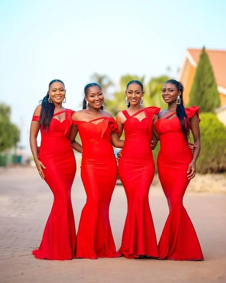 Scarlet red bridesmaid dresses sale