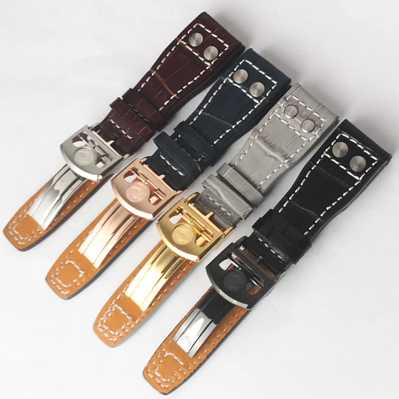 Yeni Watchband 22mm Gerçek İnek Orijinal Deri İzle Band Strap Kemeri IWC Big Pilot Watch Band 208G