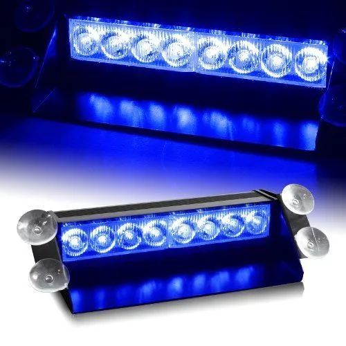 Auto Police Strobe Warnlicht 8 LED-Notfall-Blau Beacon Flashing Lamp Sucker auf Windschutzscheibe