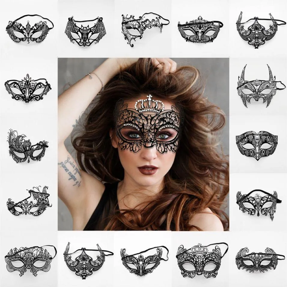 Kvinnor Party Venetian Mask 14 Designs Halloween Iron Art Mask Masquerade Mystisk Halvmask 3 stycken Eppacket