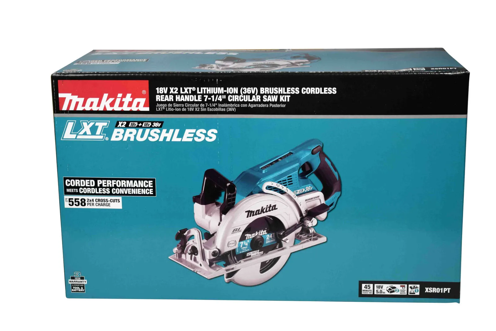 Makita XSR01PT 18V LXT 36V Brushless Rear Handle 7 1/4 Circular Saw 5.0