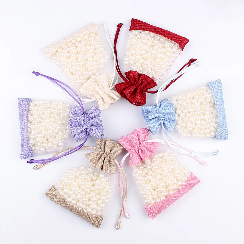 10 * 14 cm sacchetto di tela di sacco multicolore in organza sacchetti con coulisse sacchetti regalo sacchetti per imballaggio regalo