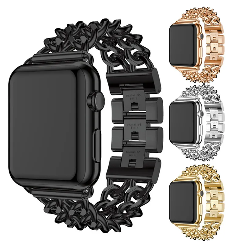 Strap, Jean Chain, stijve band, legering roestvrijstalen riem en polsbandje voor Apple Watch / Iwatch Watch Watch Watch