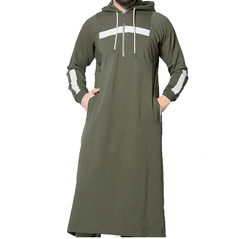 2020 Yeni Erkekler Elbise Musluman Arap Robe Kat Renk Tam Boy Kazak Uzun Kollu Kap onlu slam Erkek Casual Giyim Yi TL659.22 DHgate