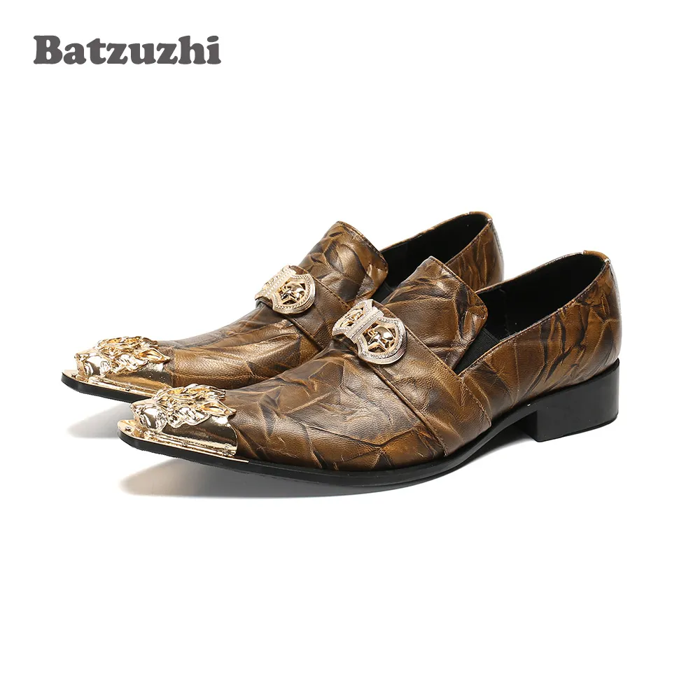 Batzuzhi mode hommes chaussures en cuir formelles en cuir véritable chaussures habillées hommes bout pointu fête Zapatos Hombre, grandes tailles EU38-46