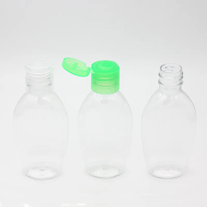 50 ml fles met instant handdesinfecterend middel Lege handwasflessen PET-plastic fles voor desinfectiemiddel met klepdop