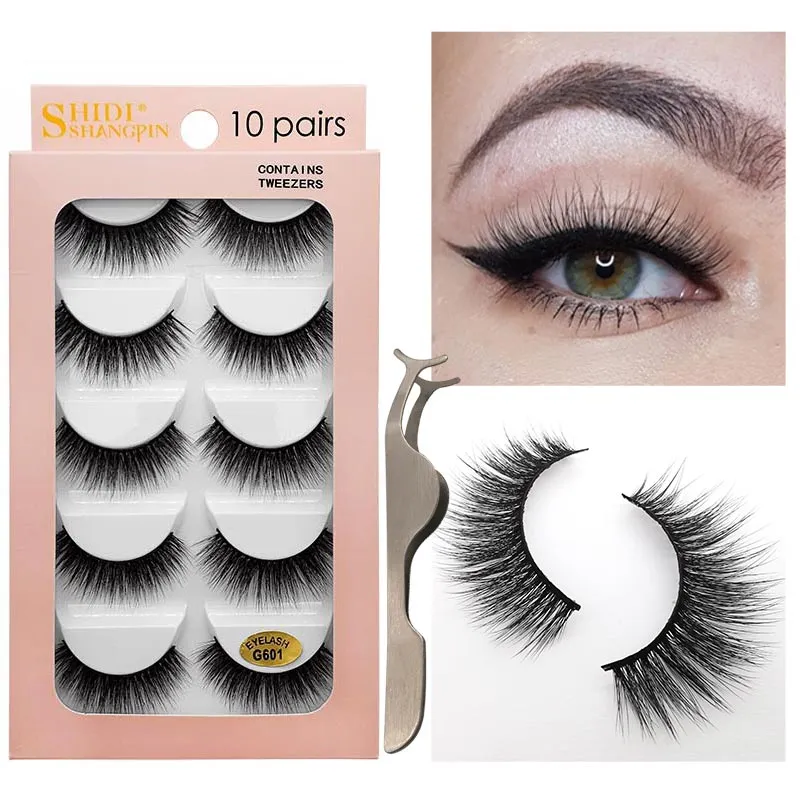 3D Mink hår lösögonfransar Kit innehåller pincett Handgjorda Återanvändbara Naturliga Långa Mjuka ögonfransar 3D Mink Fransar Full Strip Fransar Makeup