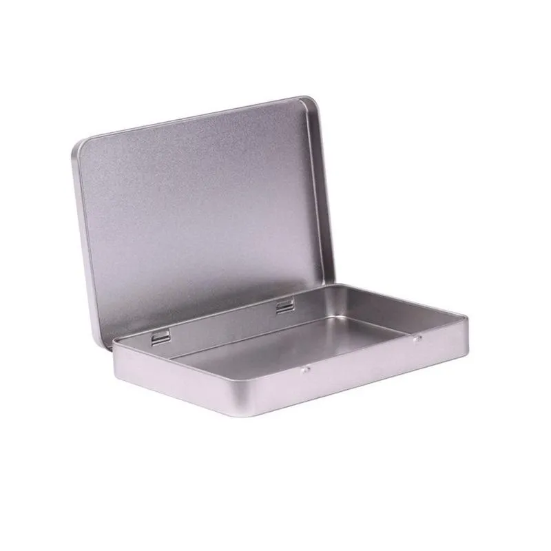 Metal Tin Box Photo Pocztówka Duży Prostokąt Klasyczny Srebrny Uchwyt Biżuterii Storage Box 160 * 112 * 20mm Darmowa Wysyłka