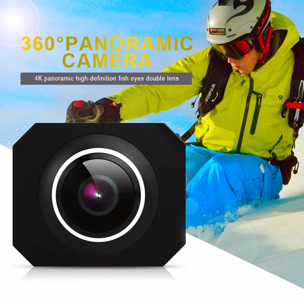 Freeshipping 4 K HD 360 Panoramik Kamera VR Mini El Benzersiz Çift Lens Spor Kamera Wifi Video Aksiyon Spor Kamera Pano360